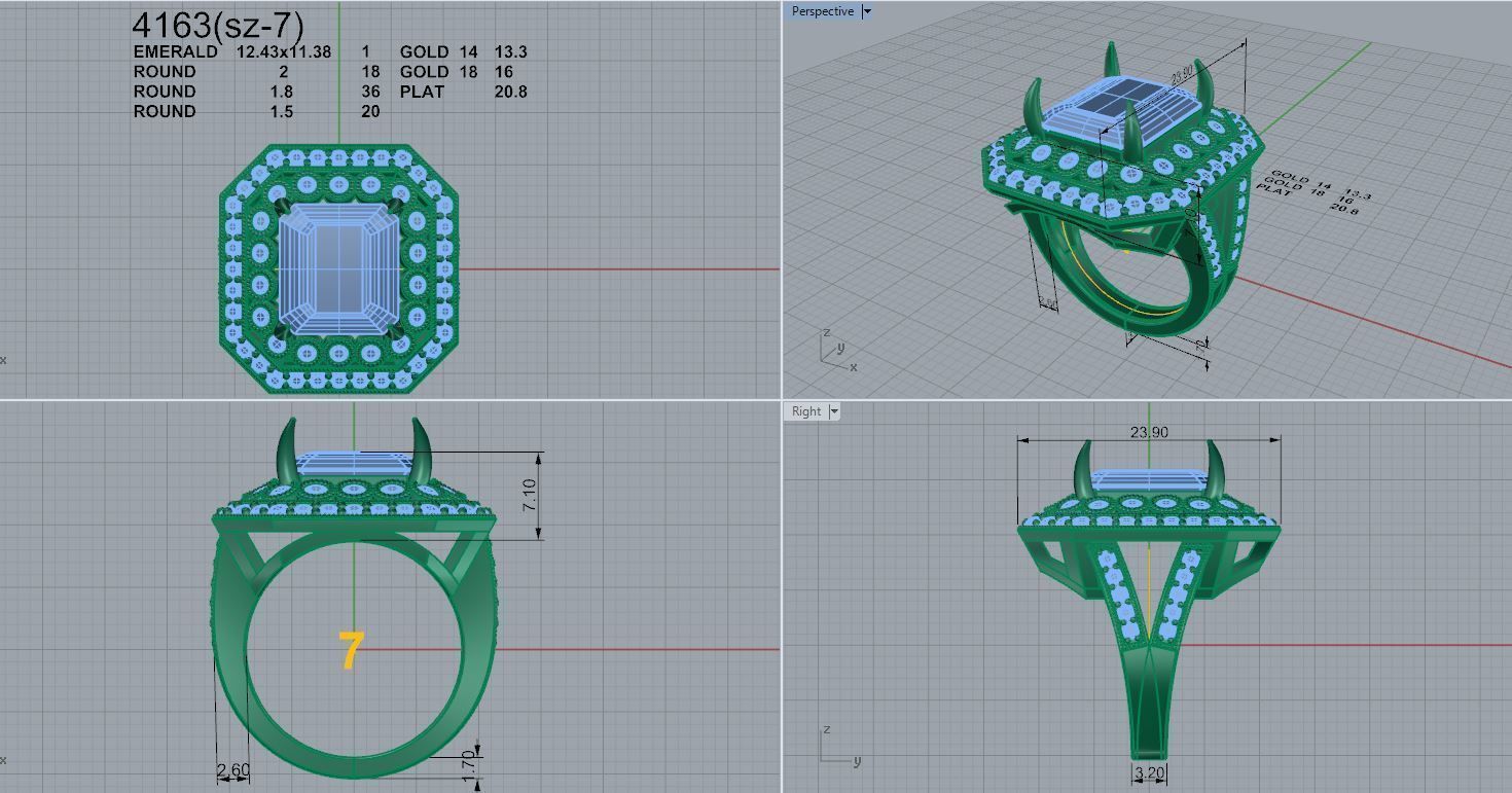 Octagonal Halo Ring 4163 3D print model_5