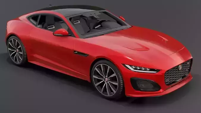 Jaguar F type Red Animated and Rigged Low-poly 3D model