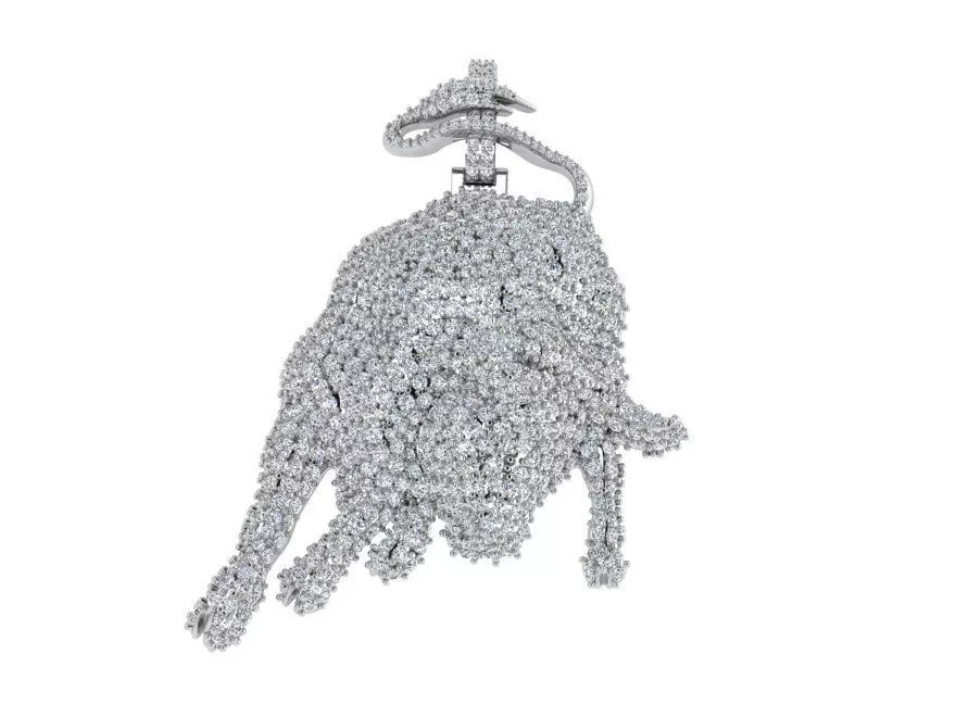 Bull French Pave Pendant 4167 3D print model