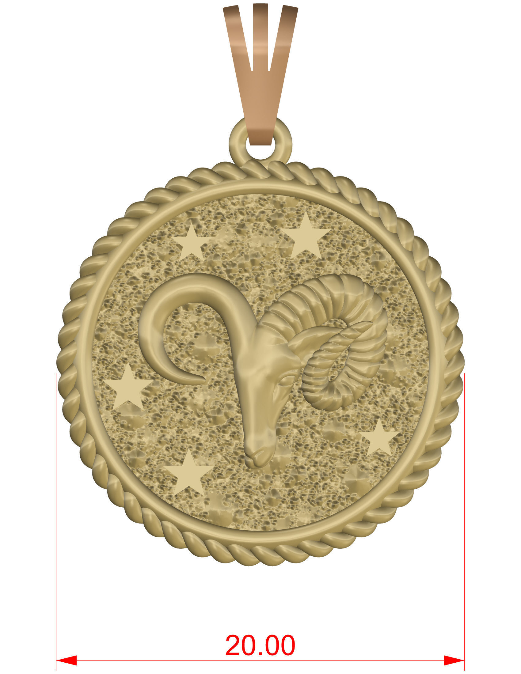Horoscope Aries pendant 3D print model_16