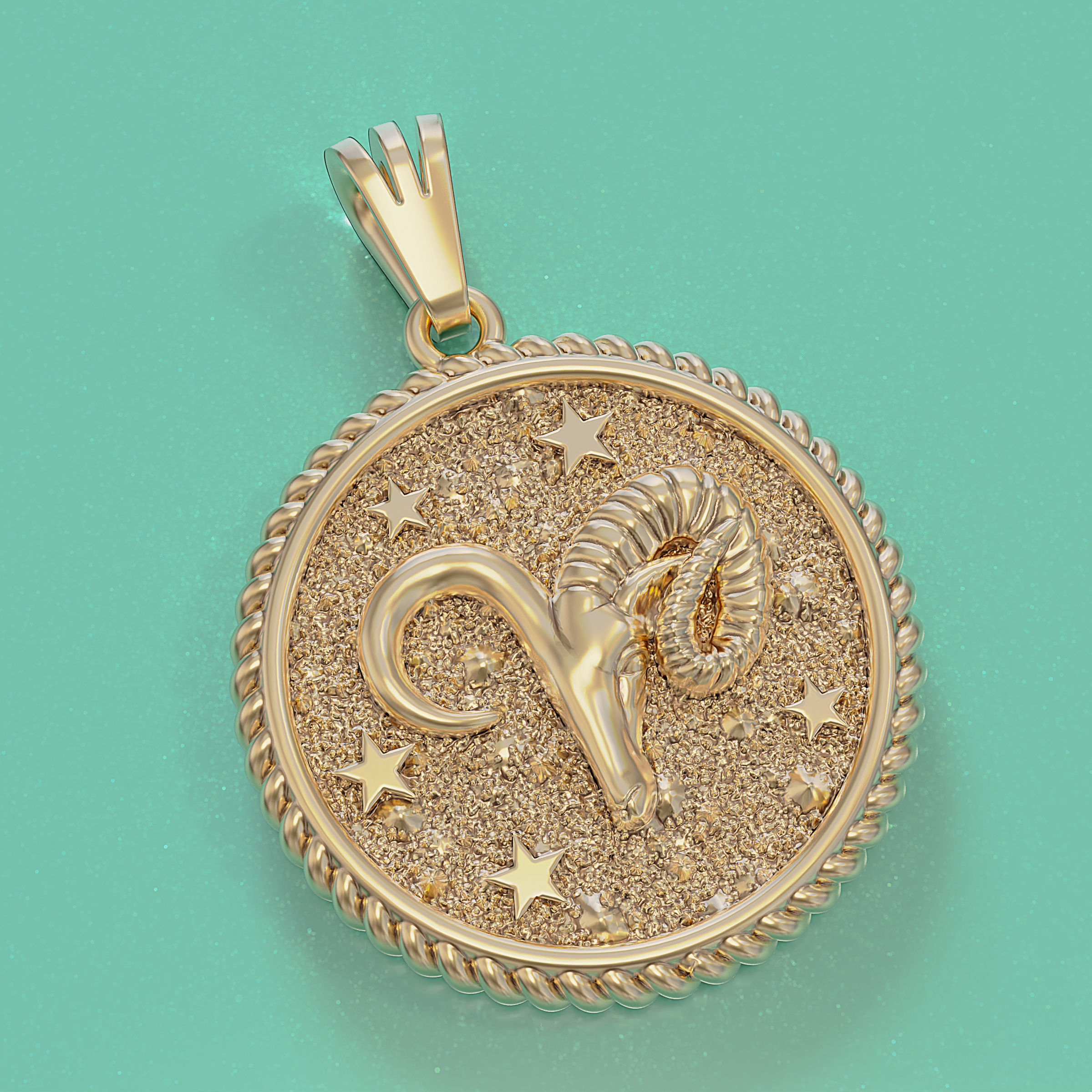 Horoscope Aries pendant 3D print model_8