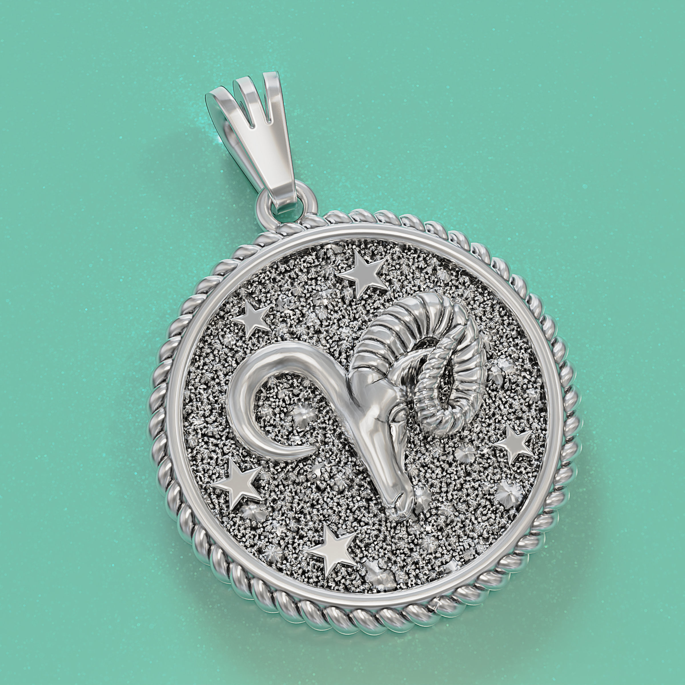 Horoscope Aries pendant 3D print model_9