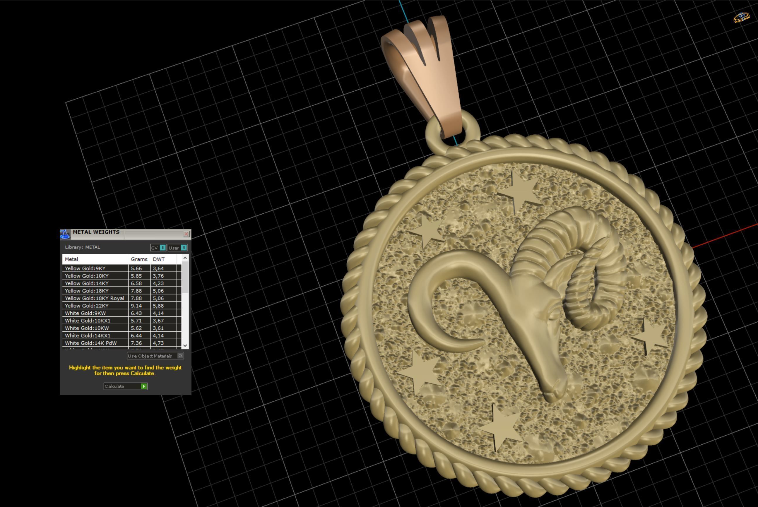 Horoscope Aries pendant 3D print model_19