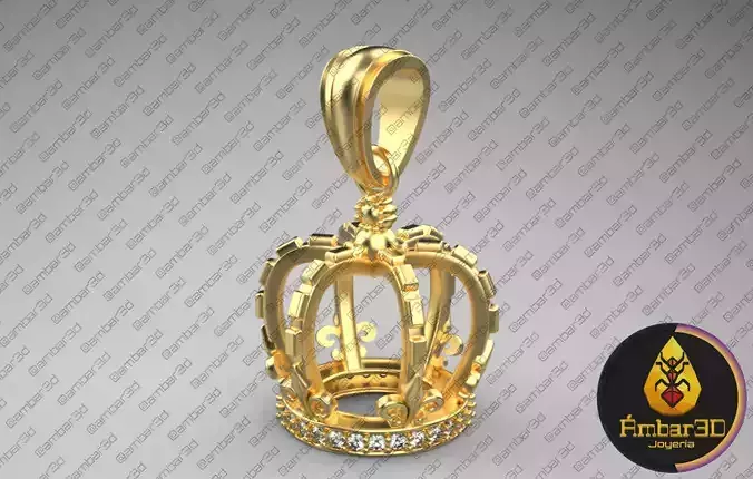 Regal Majesty Gem Inlaid Crown Pendant Design