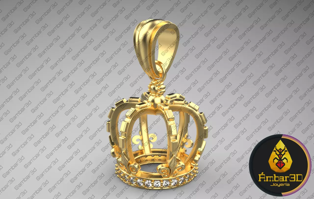 Regal Majesty Gem Inlaid Crown Pendant Design 3D print model