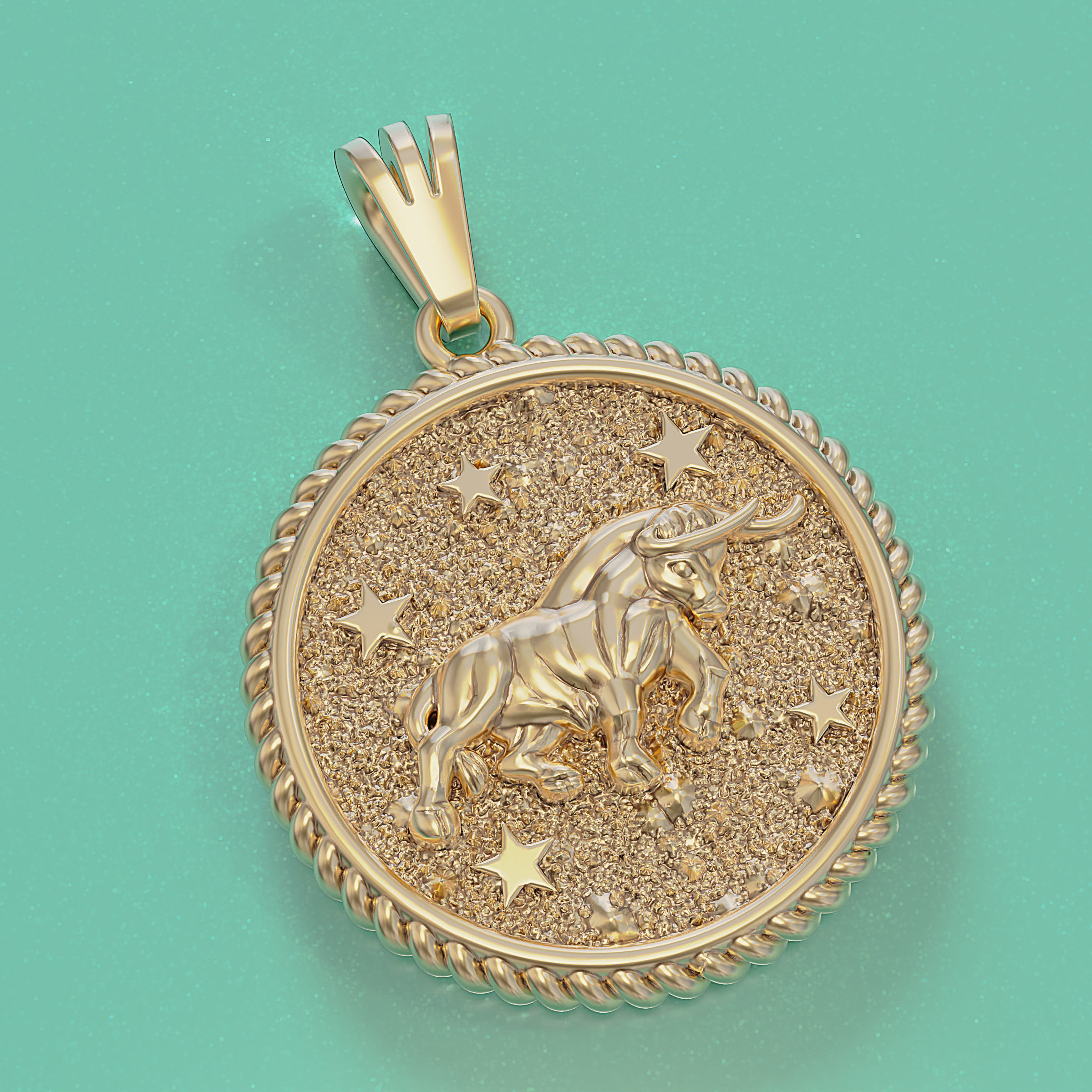 Horoscope Taurus Bull pendant 3D print model_9