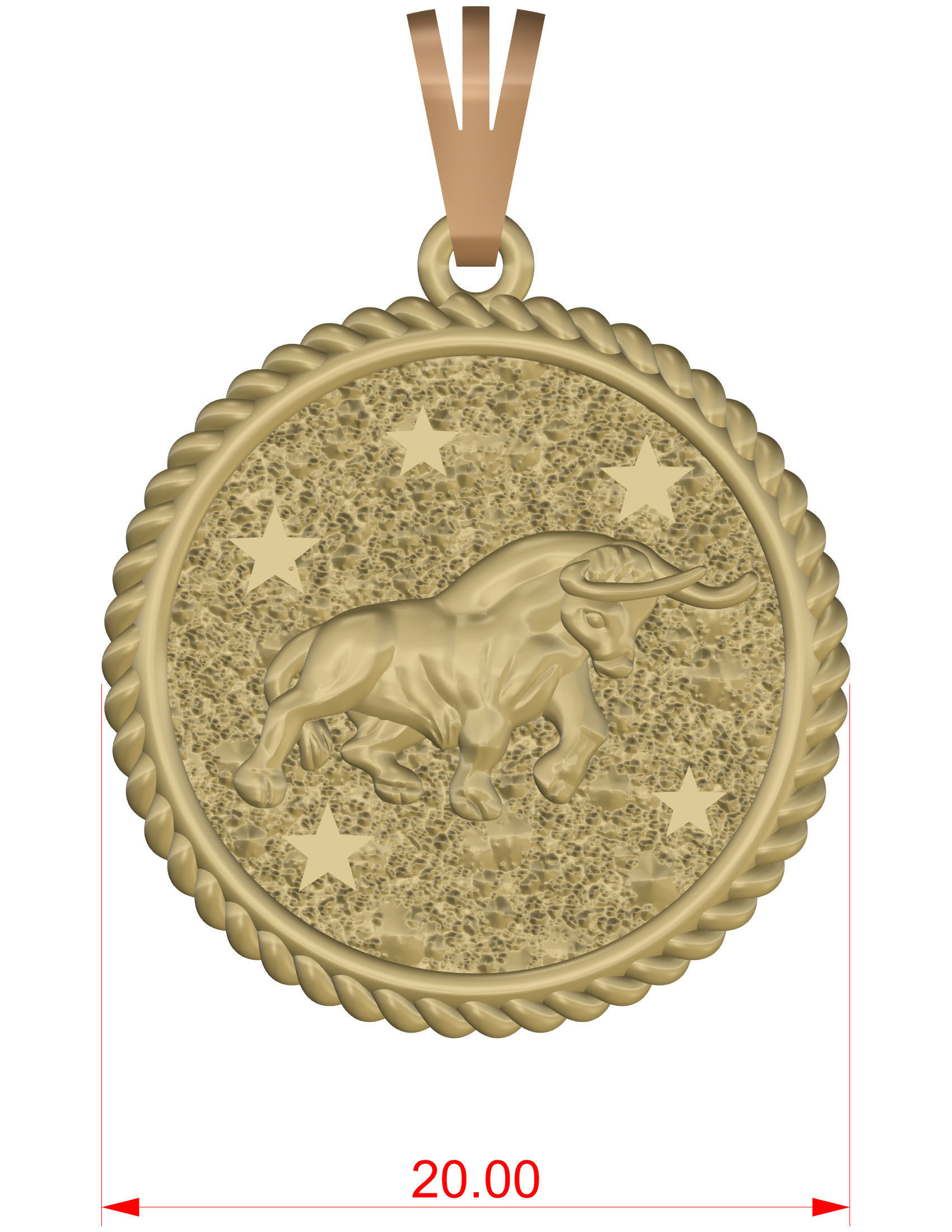 Horoscope Taurus Bull pendant 3D print model_4
