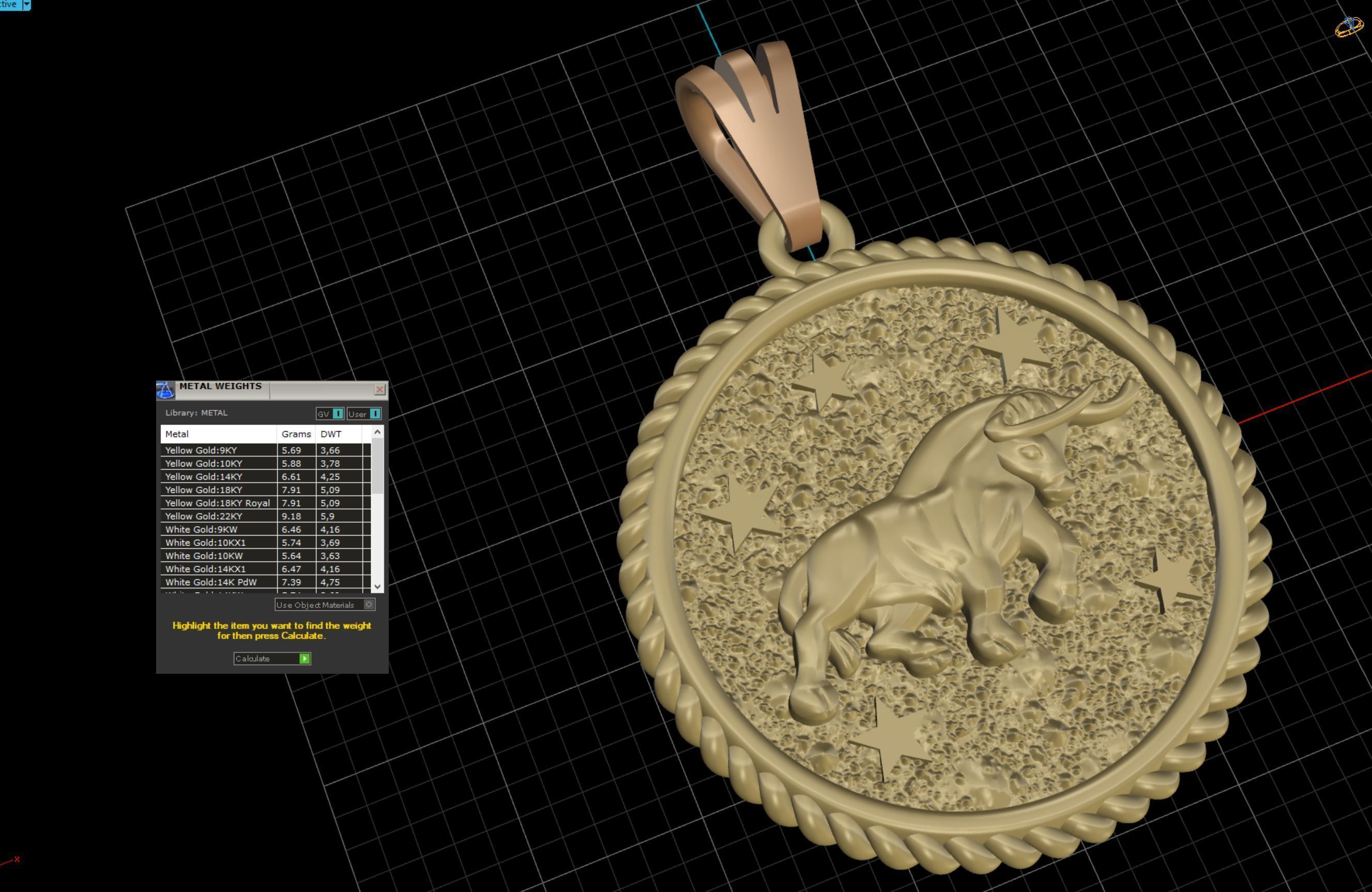Horoscope Taurus Bull pendant 3D print model_20
