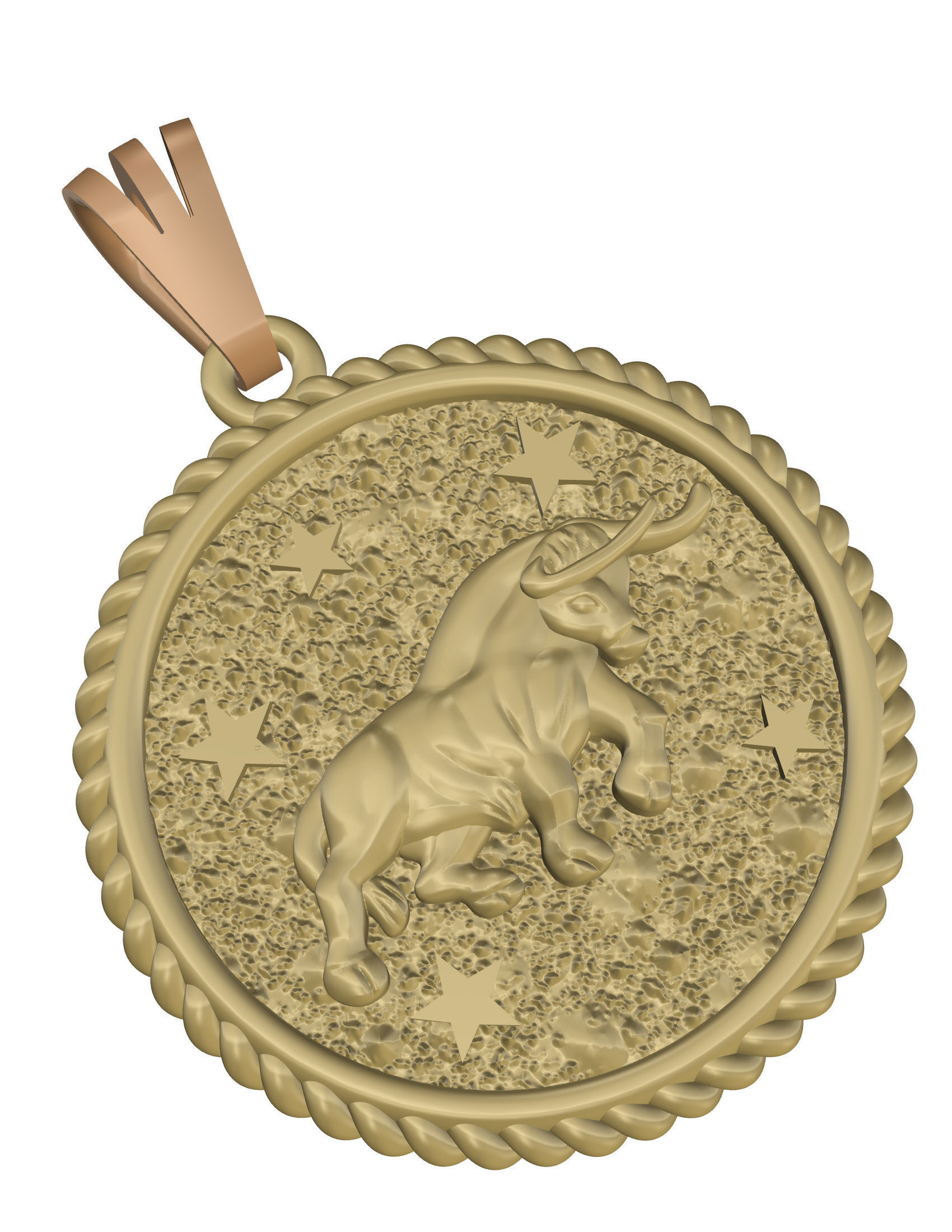 Horoscope Taurus Bull pendant 3D print model_16