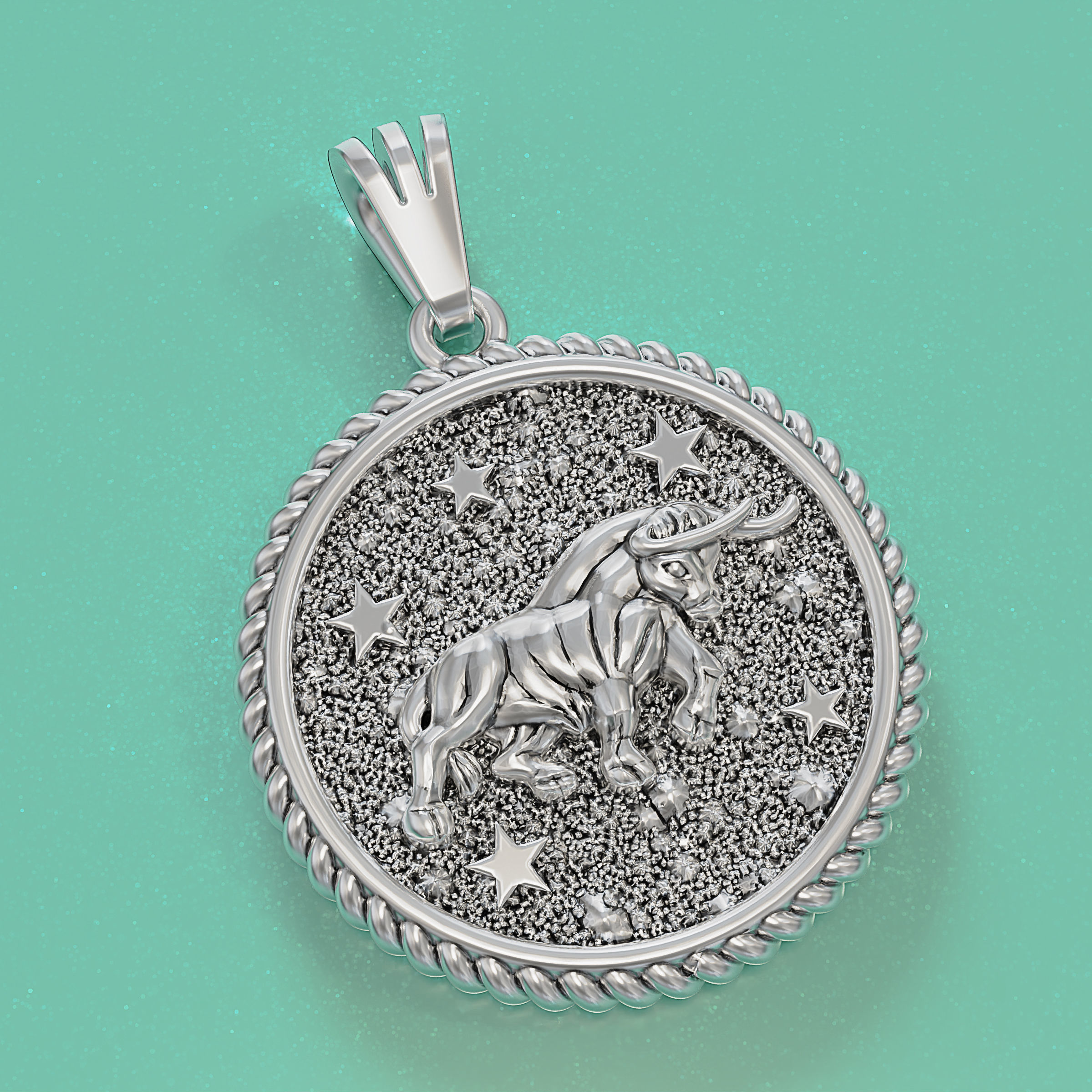 Horoscope Taurus Bull pendant 3D print model_10