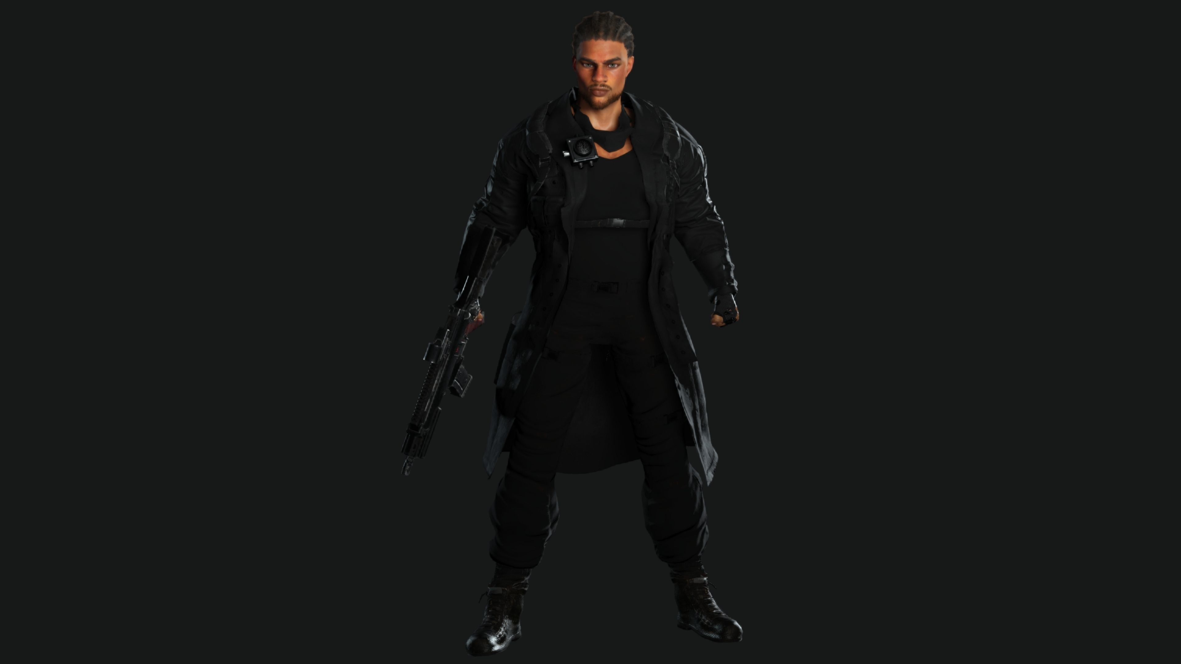 AAA 3D REALISTIC BRAIDED BLACK MAN CHARACTER-GUN SHOOTER SNIPER Low-poly 3D model_1