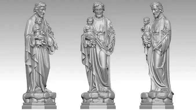 Saint Joseph with Baby Jesus 3D print model