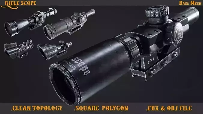 5 Rifle scope Low-poly 3D model