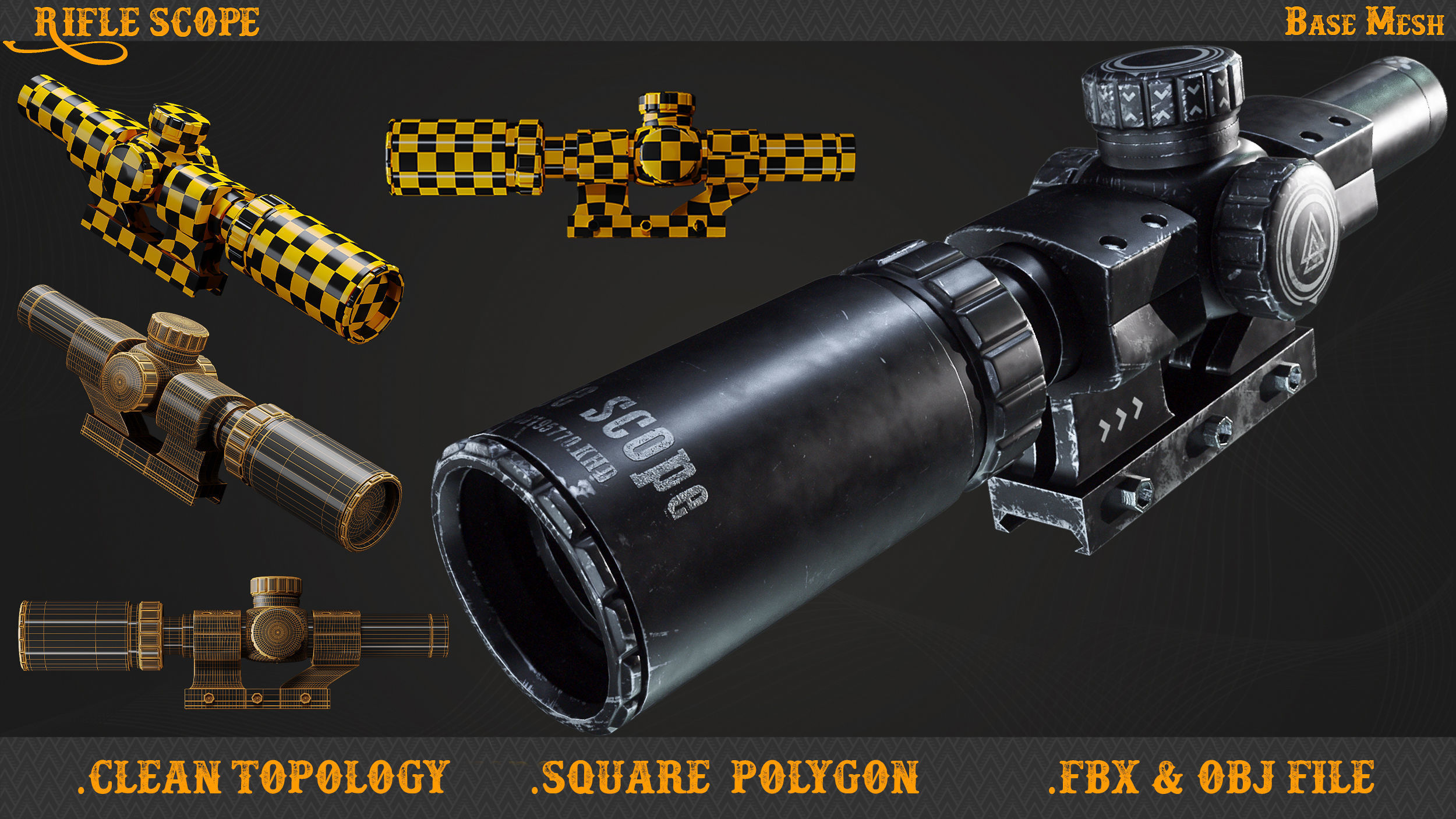 3D model 5 Rifle scope VR / AR / low-poly | CGTrader