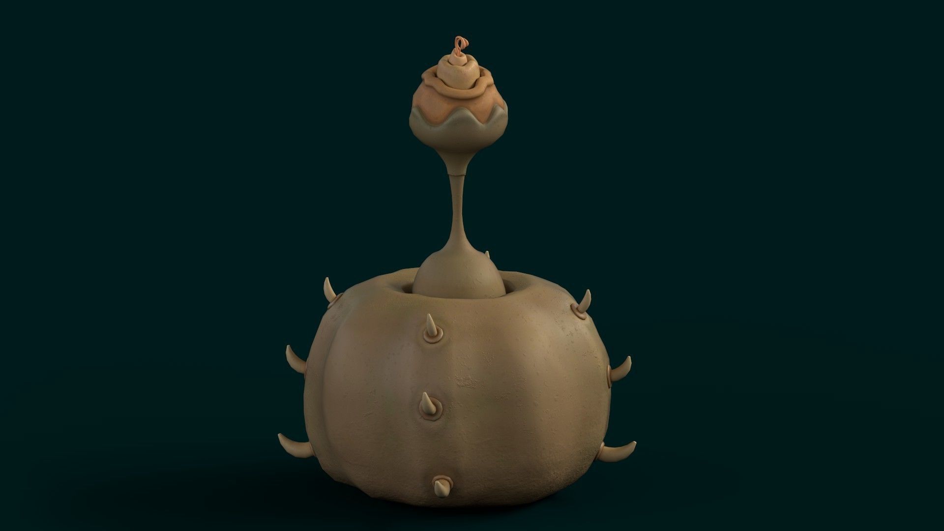 Stylized Alien Pumpkin Low-poly 3D model_1
