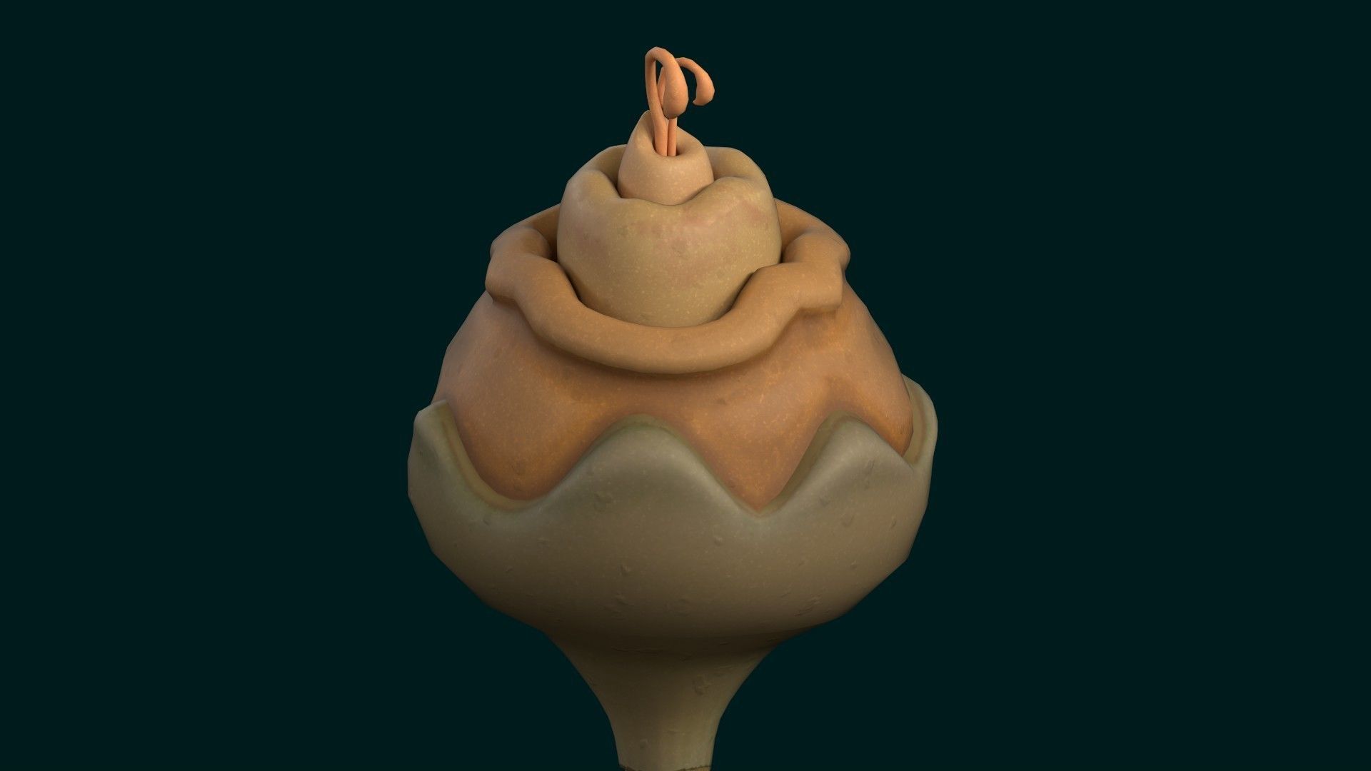 Stylized Alien Pumpkin Low-poly 3D model_2