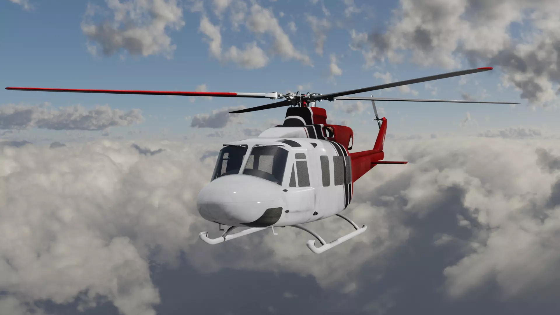 Helicopter red 3D Model Low-poly 3D model