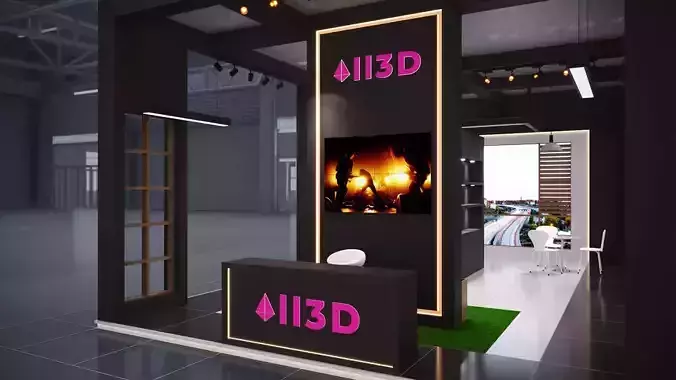 Exhibition Stand Stall 9X6 3 Side Open 3D model