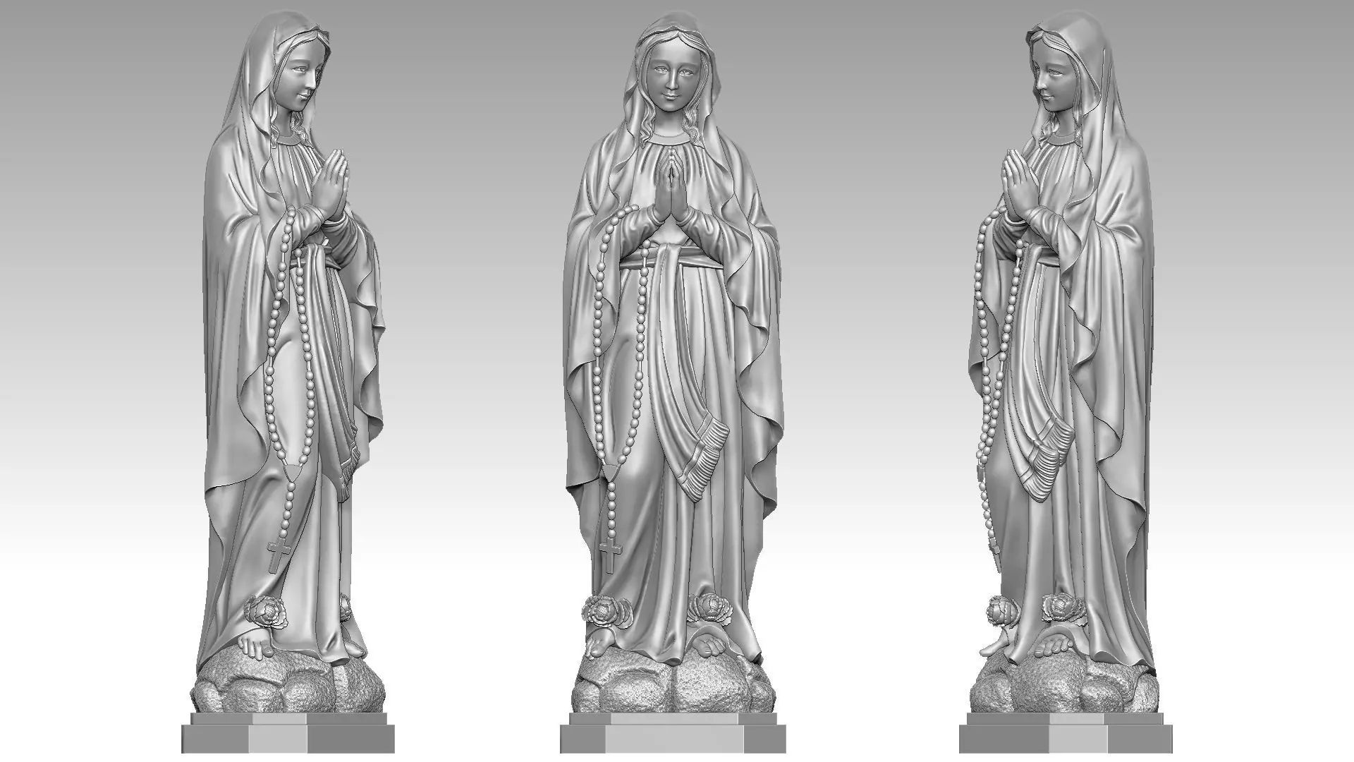 Virgin Mary of Lourdes 2 3D print model_0