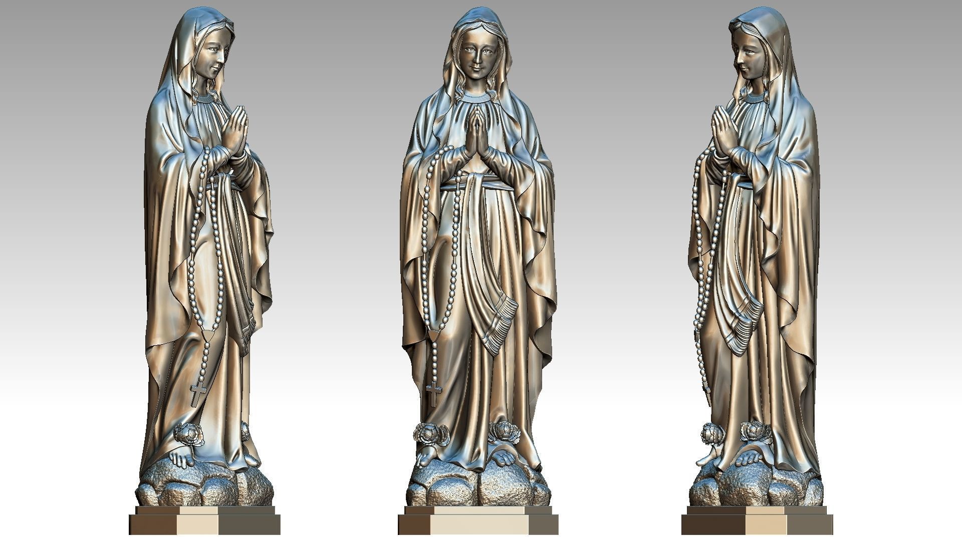 Virgin Mary of Lourdes 2 3D print model_7