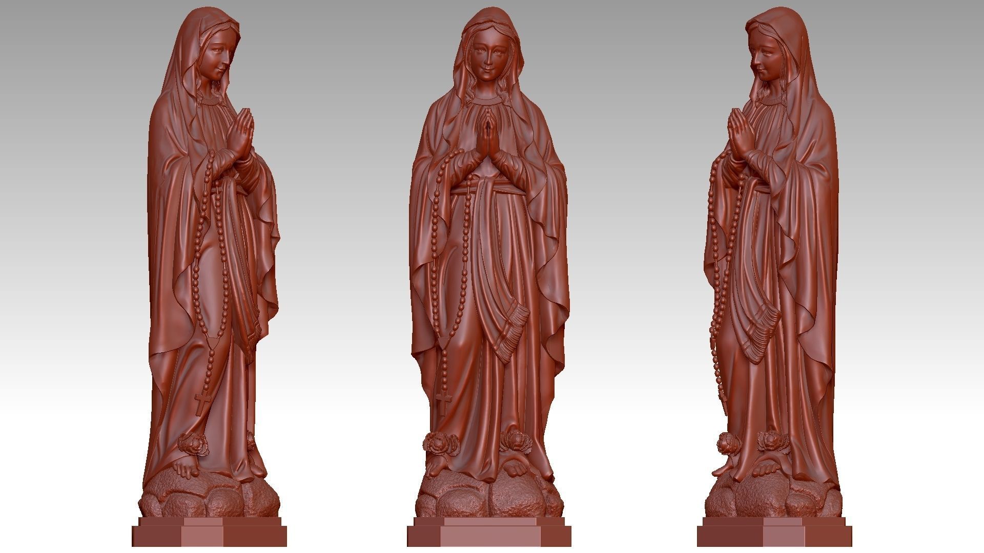 Virgin Mary of Lourdes 2 3D print model_8