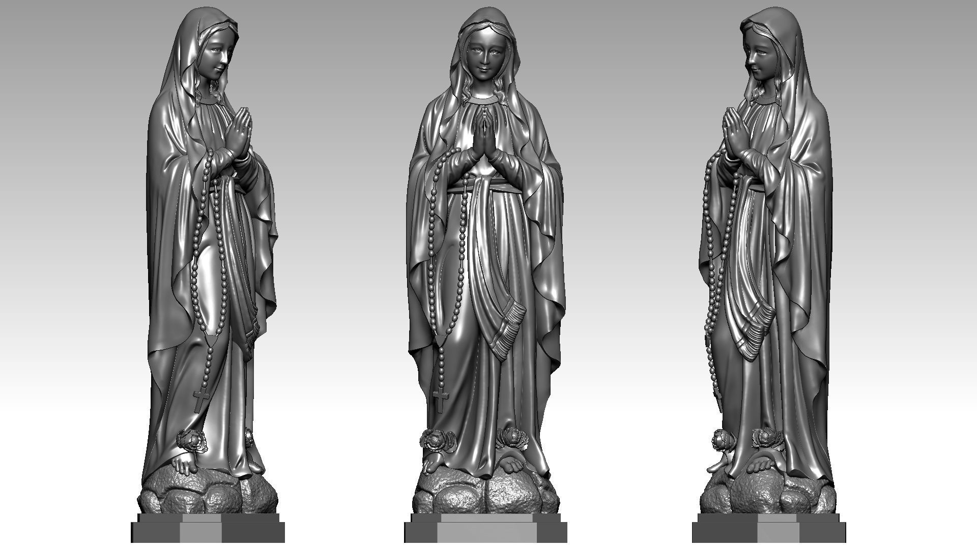 Virgin Mary of Lourdes 2 3D print model_4