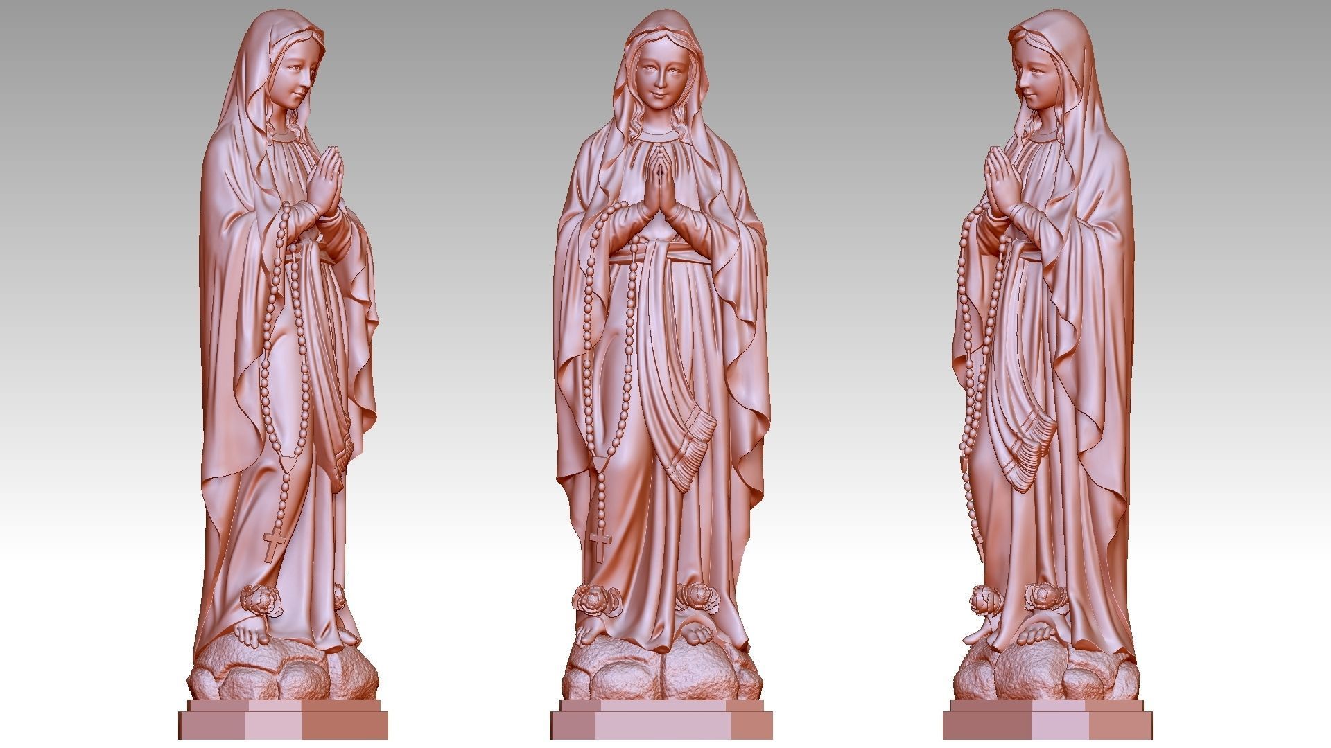 Virgin Mary of Lourdes 2 3D print model_13
