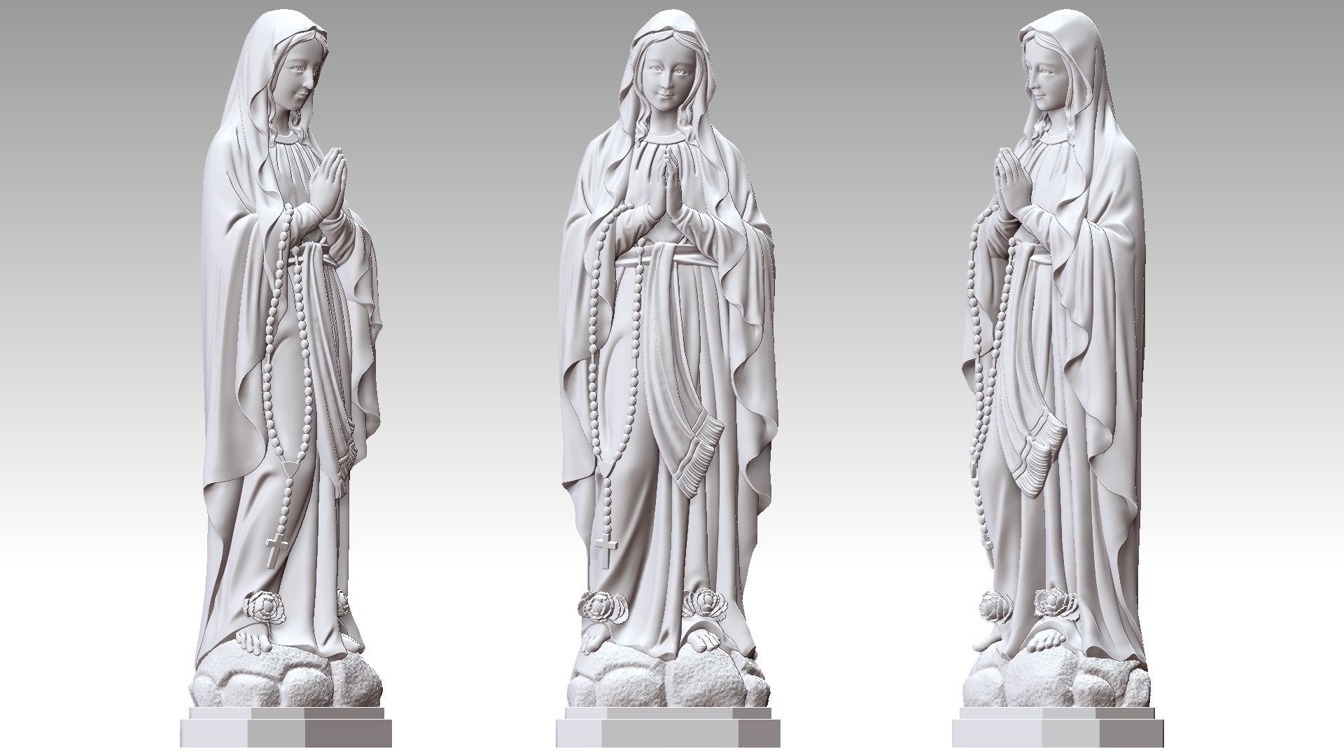 Virgin Mary of Lourdes 2 3D print model_9