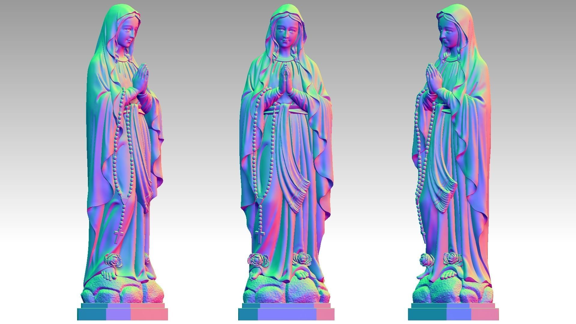 Virgin Mary of Lourdes 2 3D print model_2