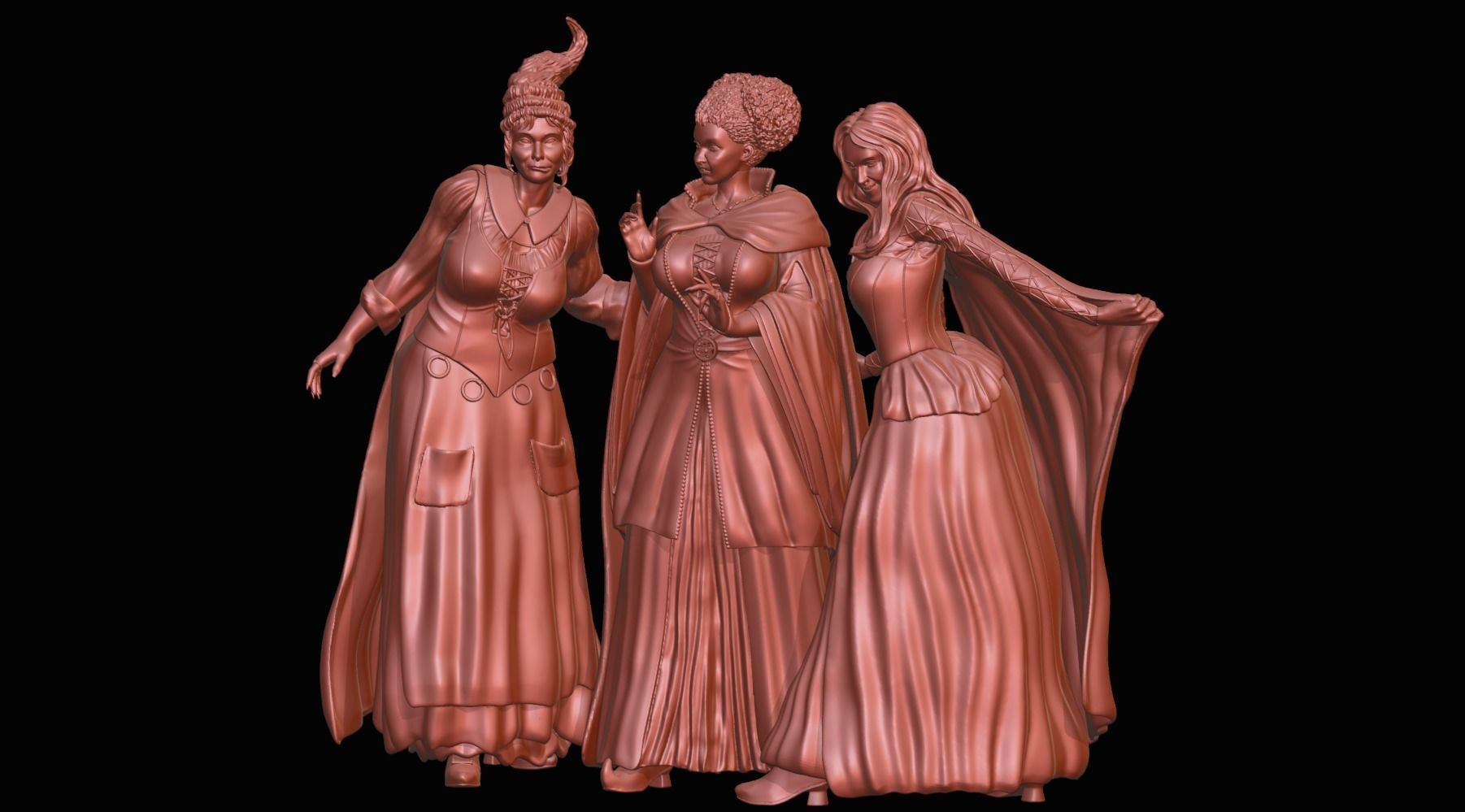 Hocus Pocus Sanderson Sisters - 1to6 statue STL file 3D model 3D print model_1