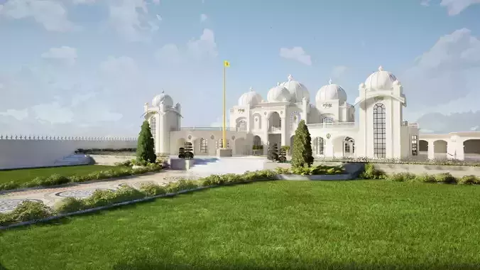 Serenity of the Sikh Gurudwara Low-poly 3D model