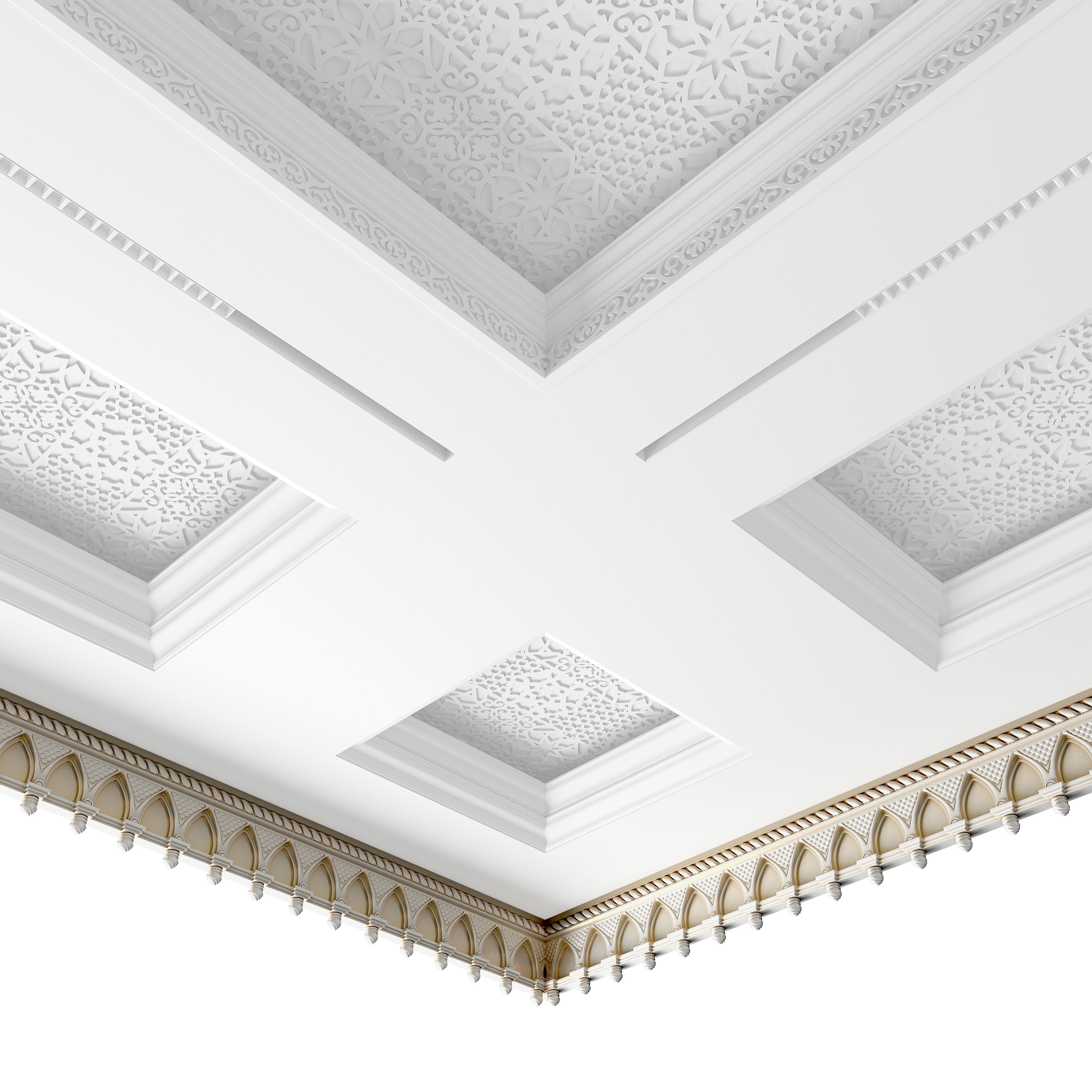 Cornice In Oriental Style 3D model_7