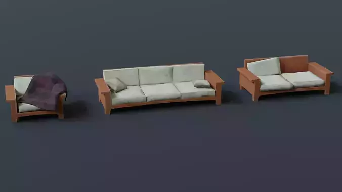 Worn down sofa set