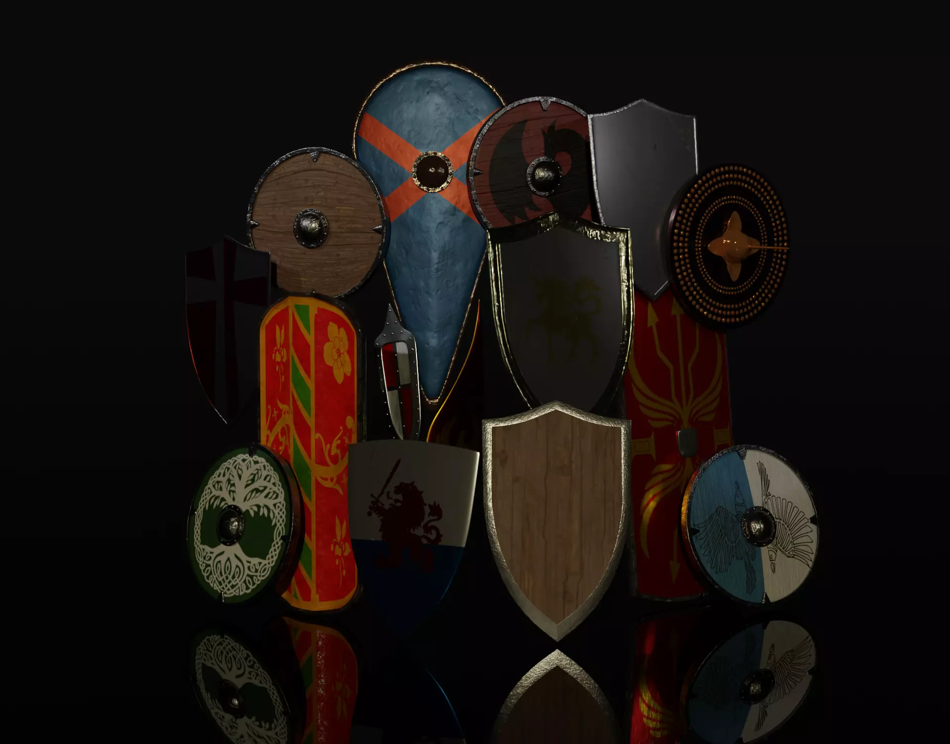 shields pack Low-poly 3D model_0