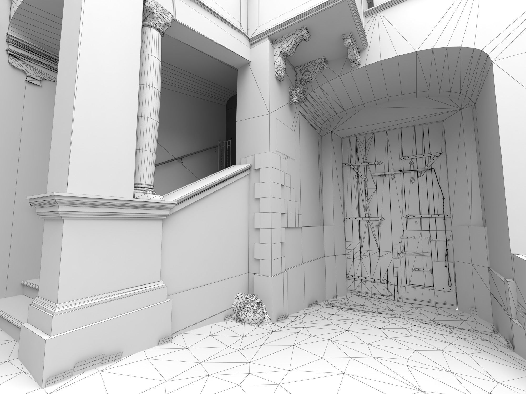 Castle interior Low-poly 3D model_8