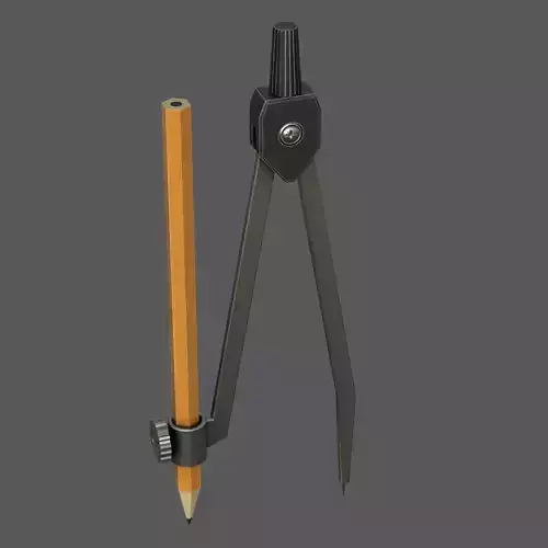 Compass drawing tool Low-poly 3D model