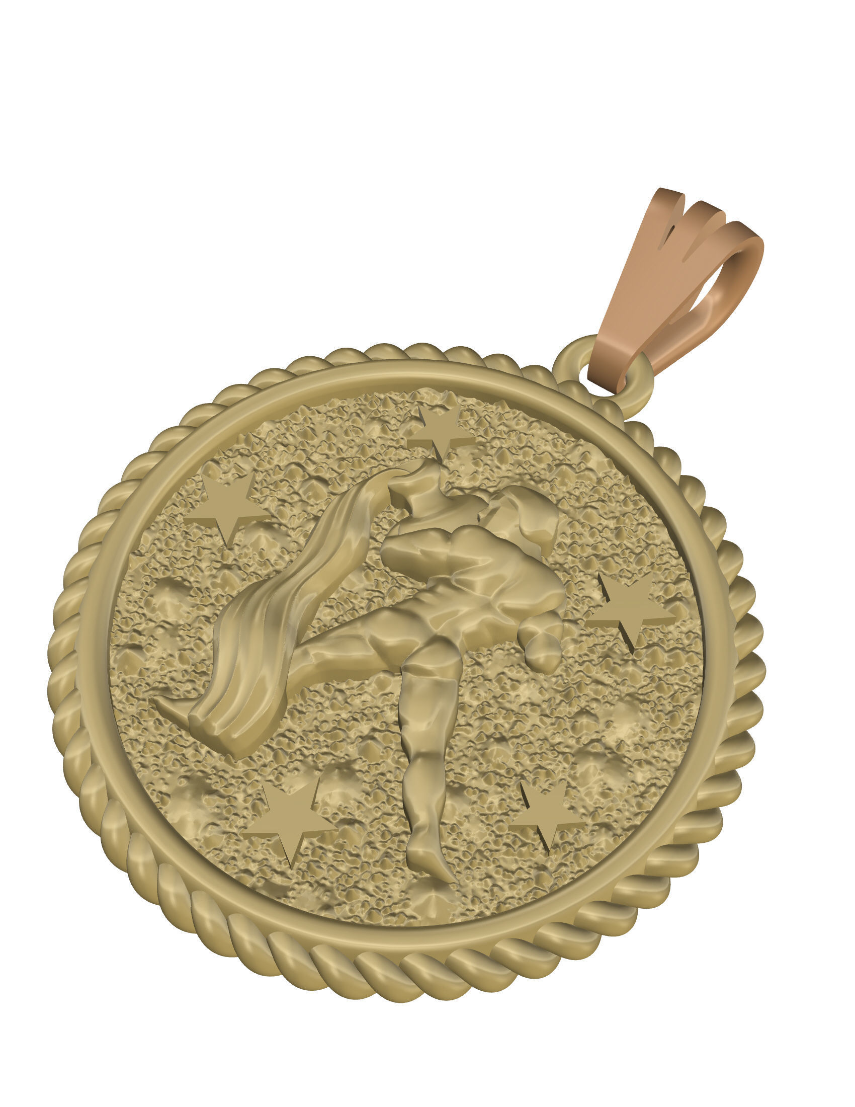 Horoscope Acuario pendant 3D print model_14