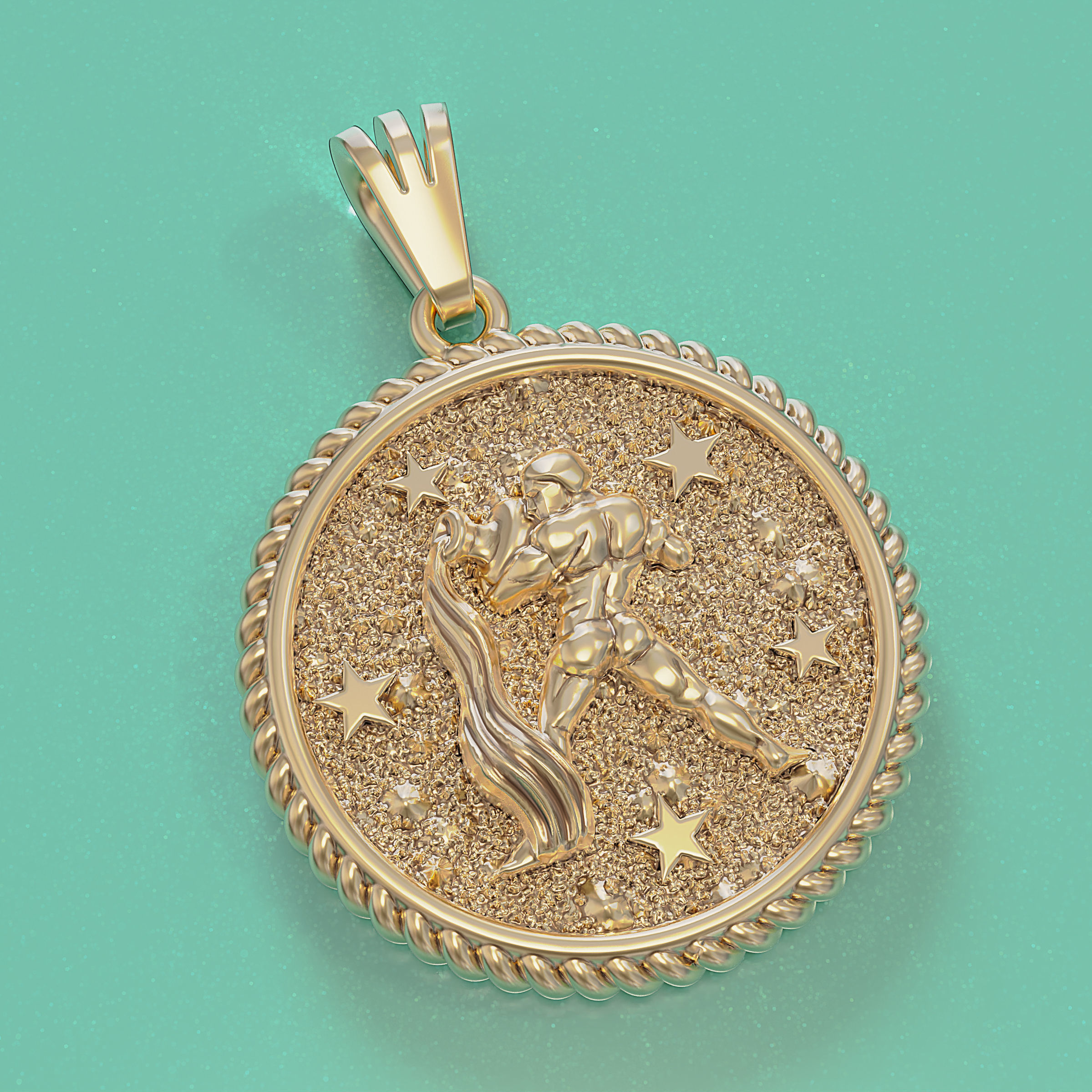 Horoscope Acuario pendant 3D print model_7