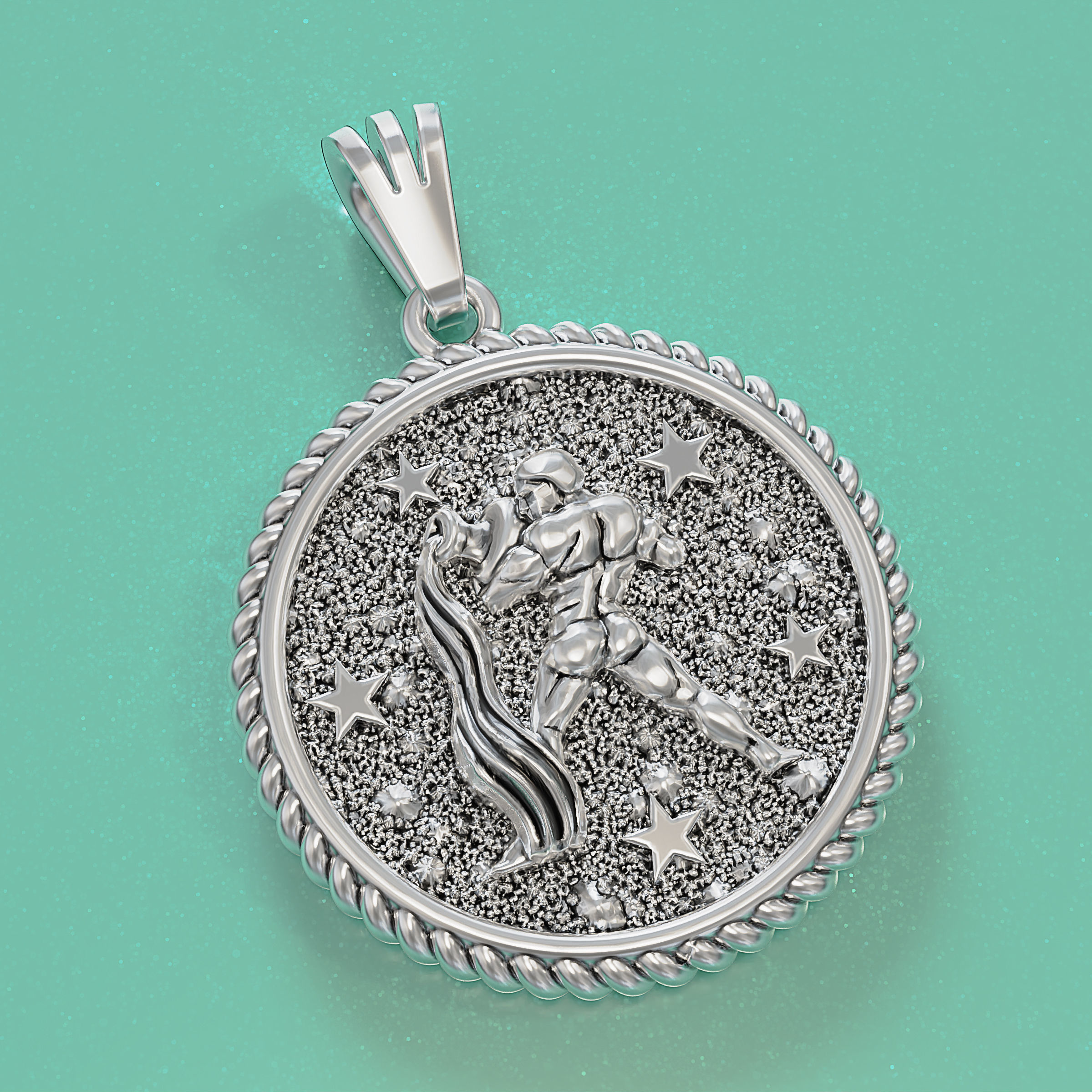 Horoscope Acuario pendant 3D print model_1