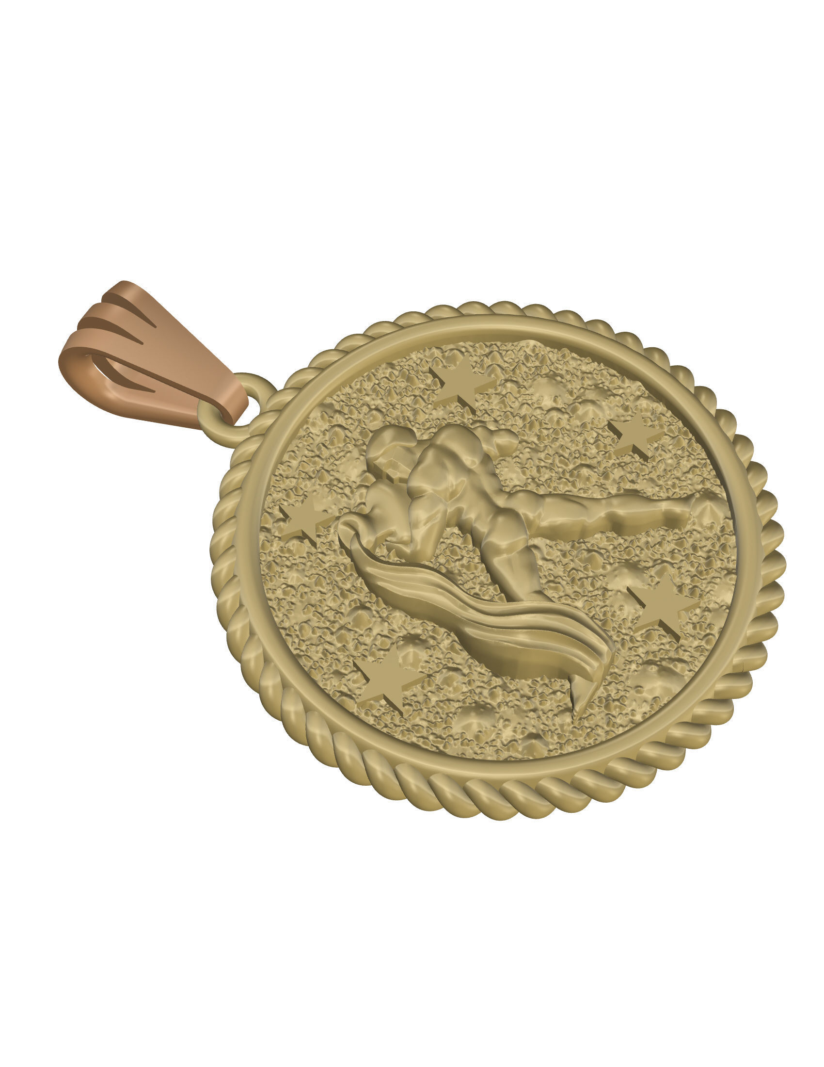 Horoscope Acuario pendant 3D print model_2