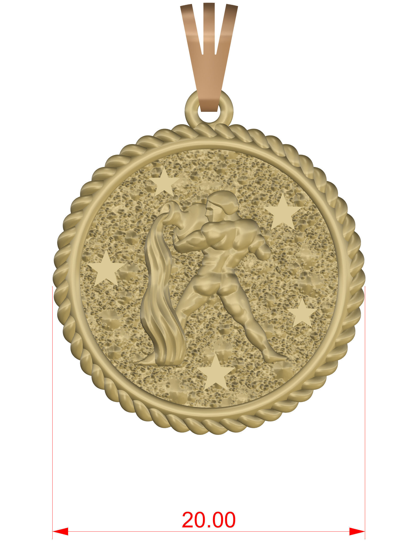 Horoscope Acuario pendant 3D print model_15