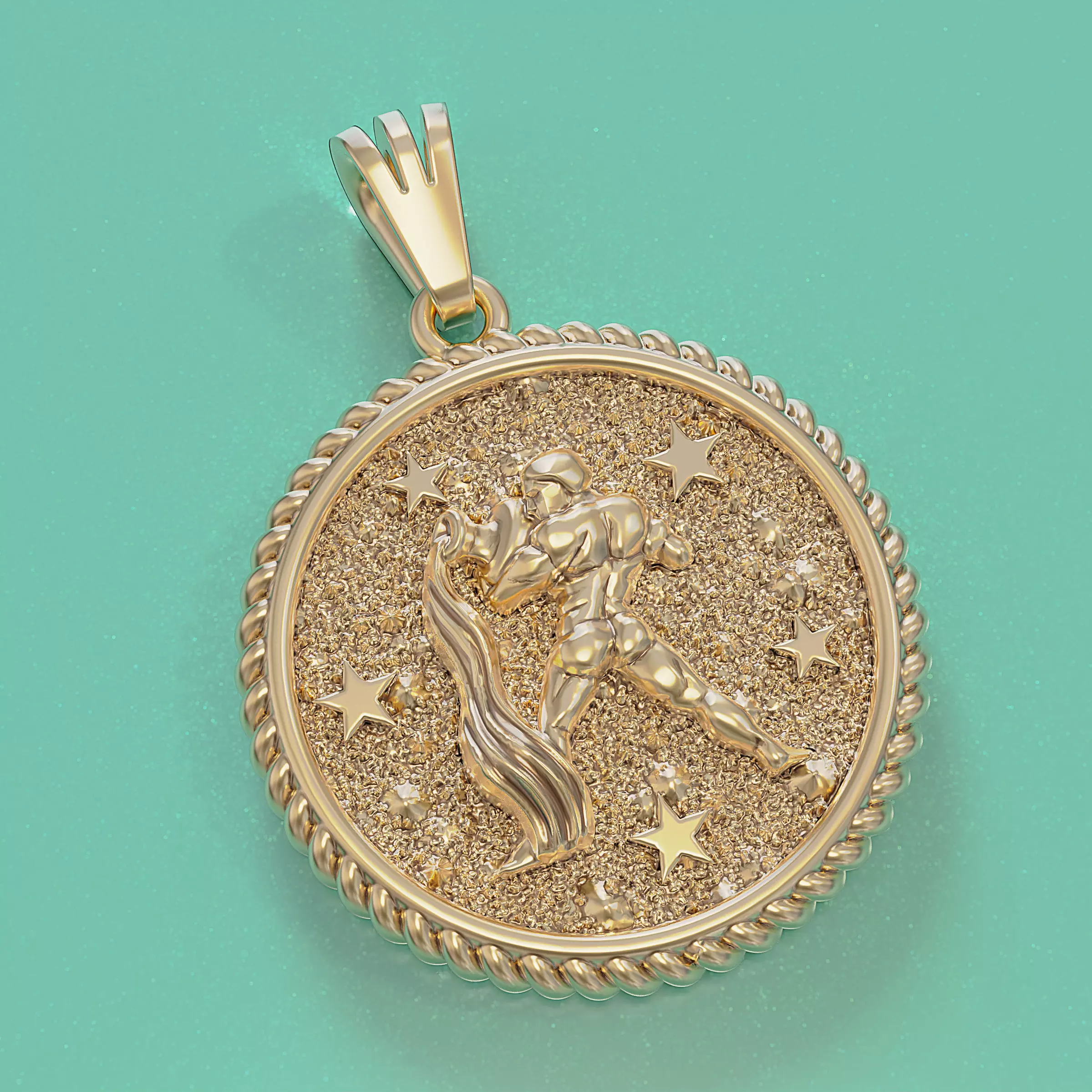 Horoscope Acuario pendant 3D print model_0
