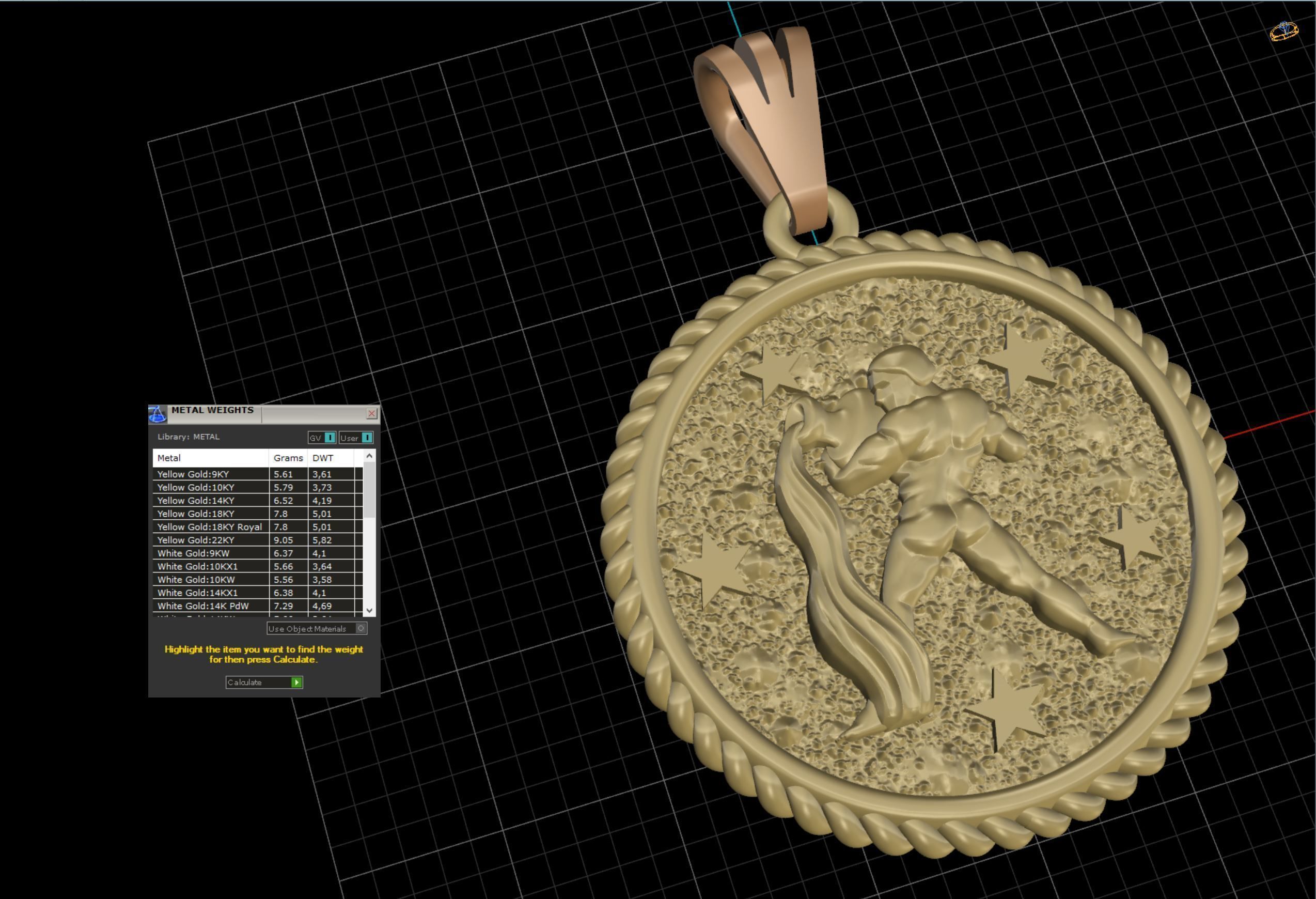 Horoscope Acuario pendant 3D print model_20