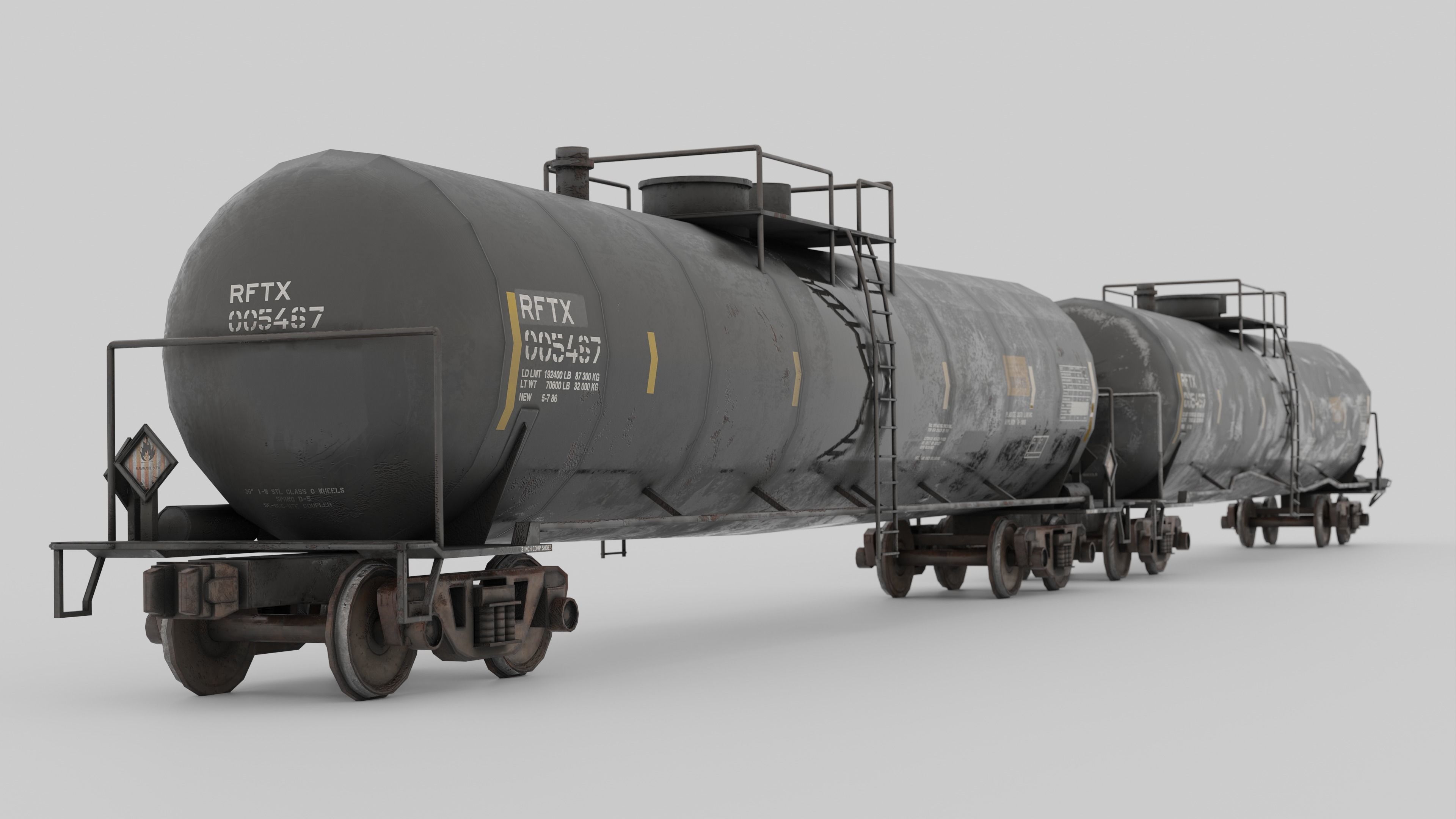 Train tank damage and clean High quality model 3D model_4