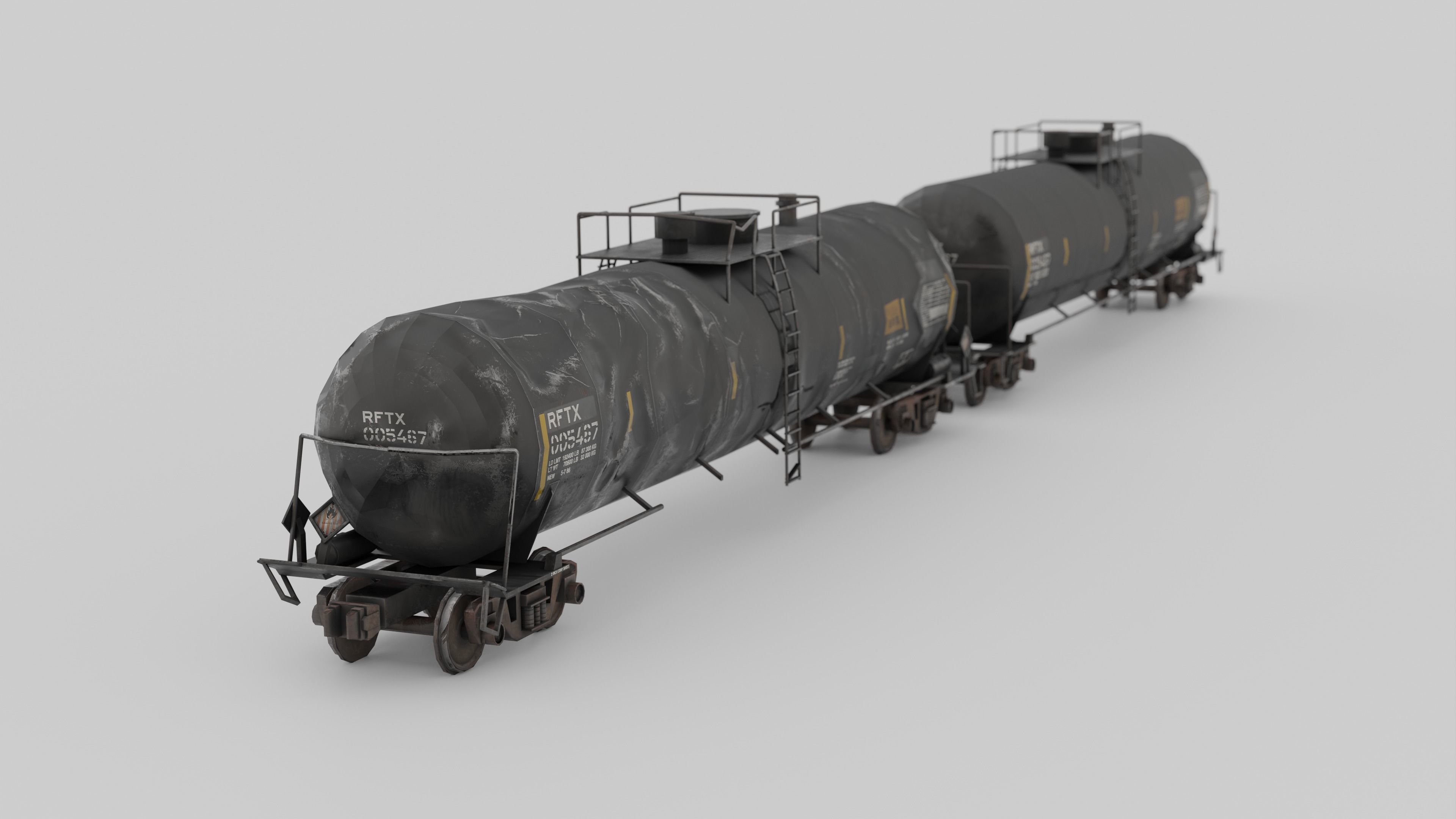 Train tank damage and clean High quality model 3D model_1