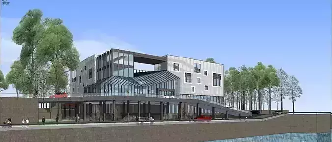 SU model of a multi-story modern office building