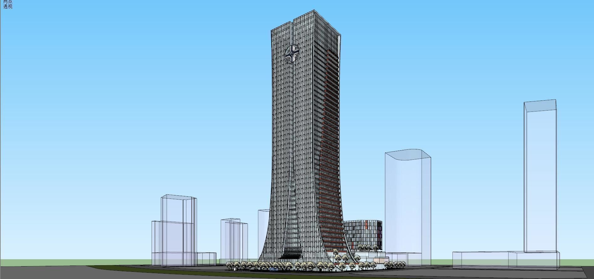SU model of high-rise modern CCCC office building 3D model_7