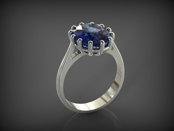 Ring with Sapphire 3D print model