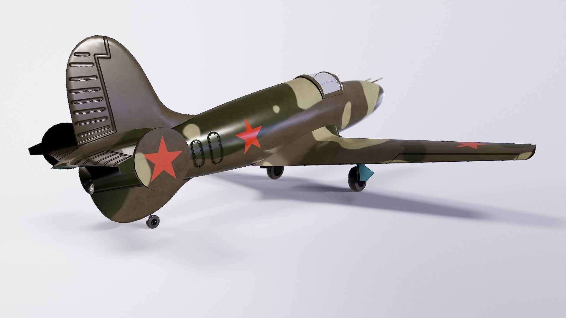 Jet fighter BI-1 Low-poly 3D model_6