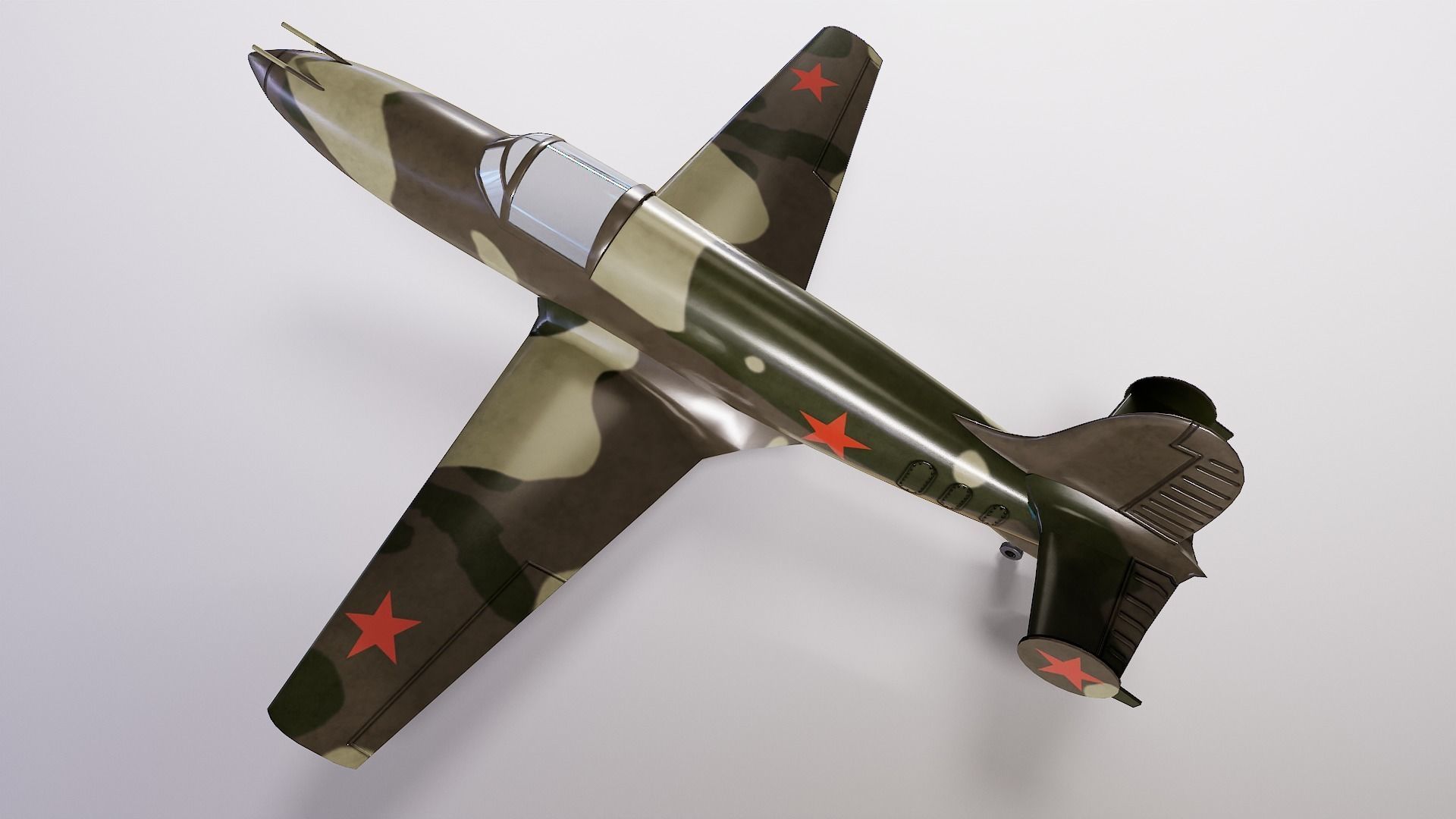 Jet fighter BI-1 Low-poly 3D model_3
